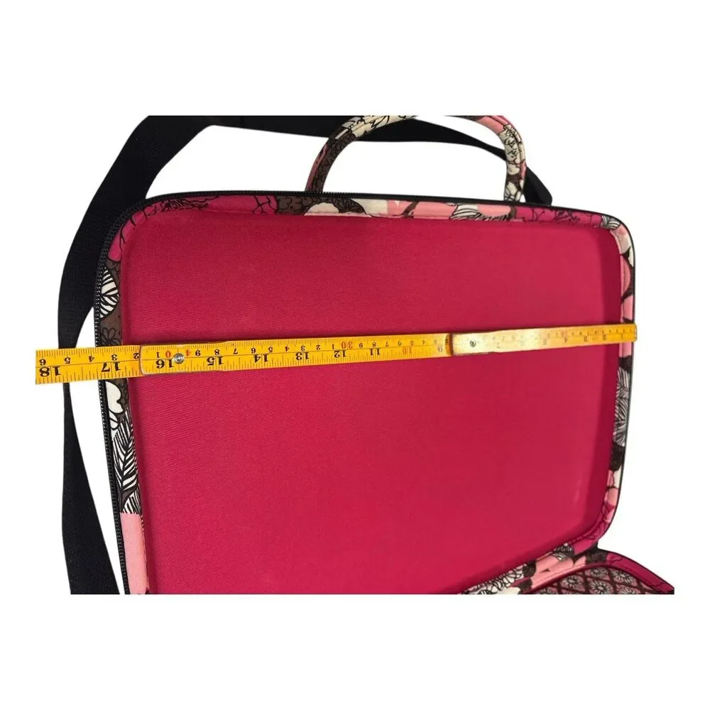Vera Bradley MOCHA ROUGE LAPTOP PORTFOLIO Computer Hard Case Travel Work School